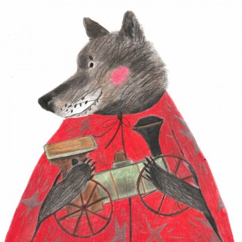 Постер "Волк в красном", 30х30см (Lomond Classic Velour)